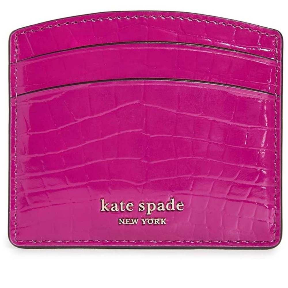 Kate Spade Pink Crocodile Card Case